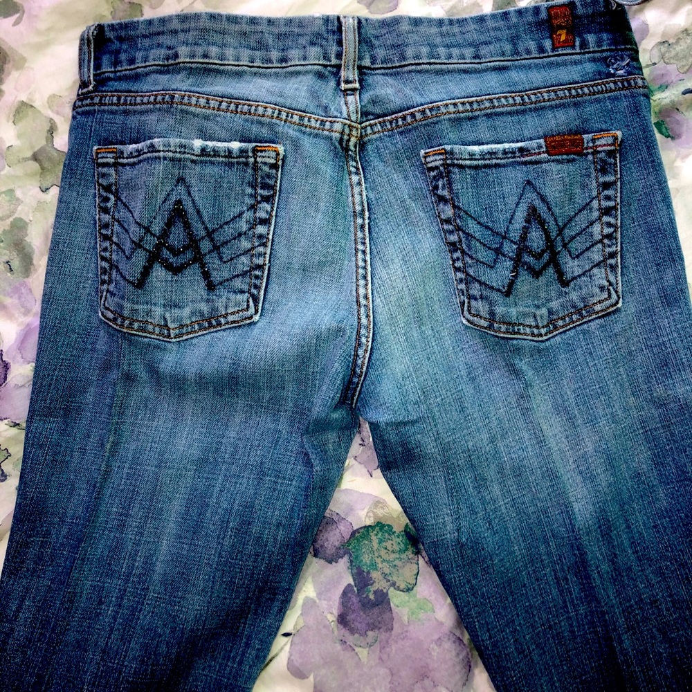 7FAM rhinestone A-Pocket flares